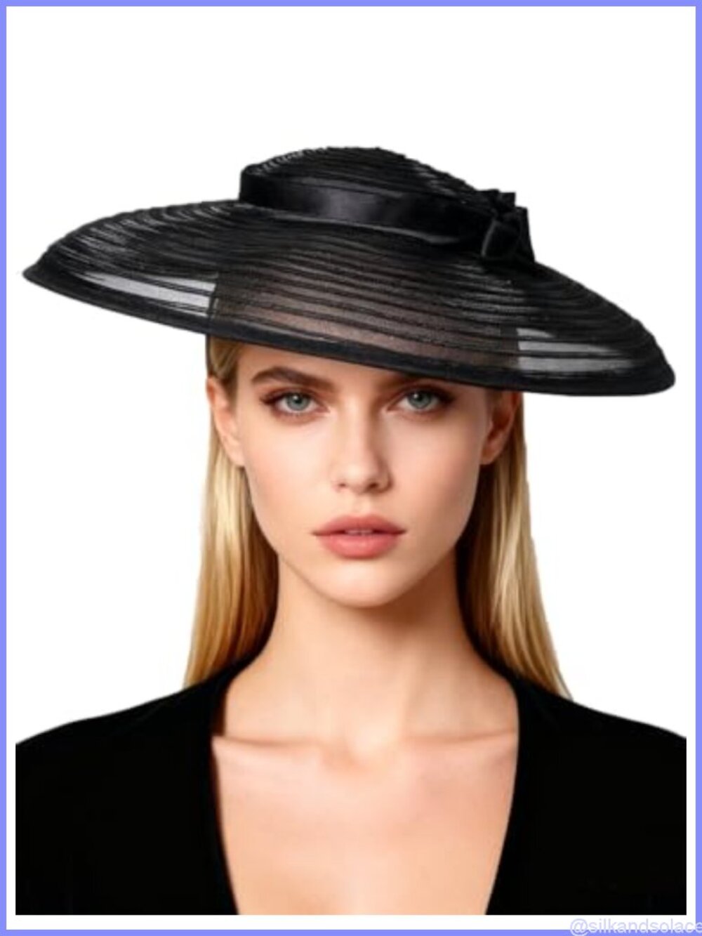Wide Brim Fascinator Hat with Bow Adjustable Formal Church Derby Headpiece